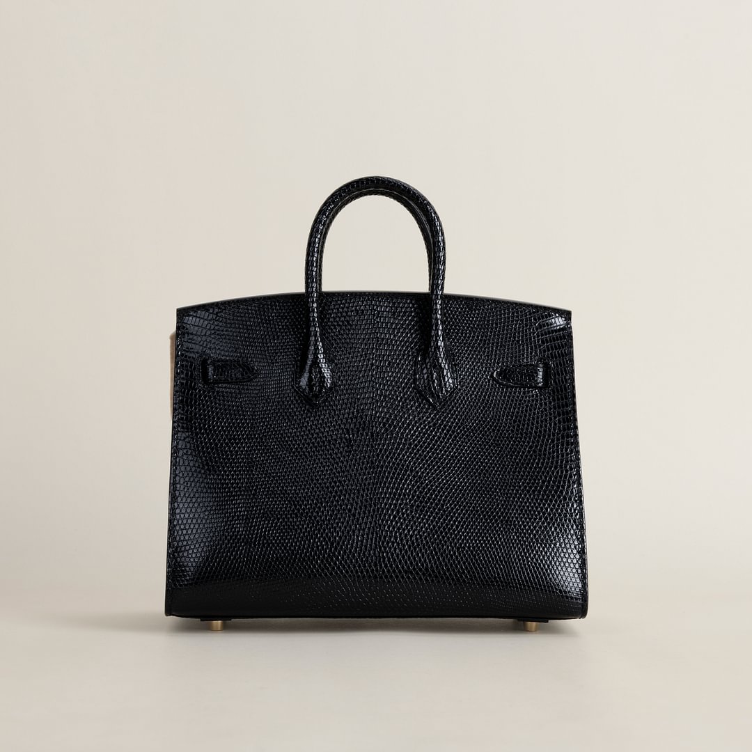 Birkin 20cm Lizard skin CC89 Noir  GHW