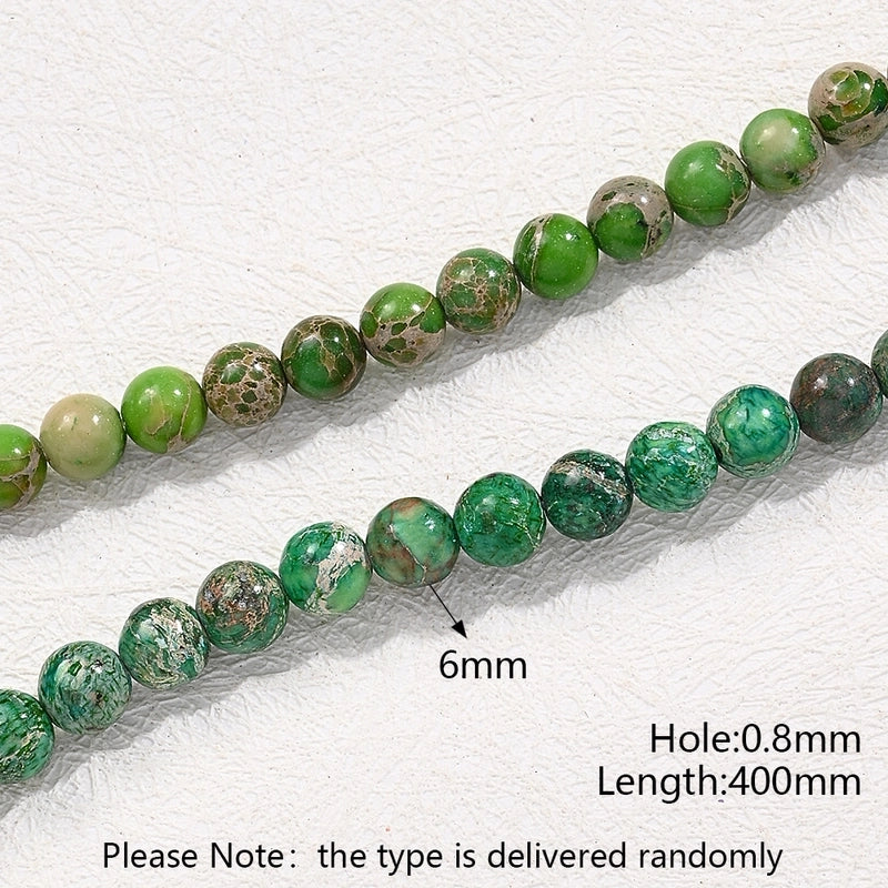 1 Strand/Package 6mm Hole Under 1mm Natural Stone Imperial Jasper Marble Simple Polished Beads