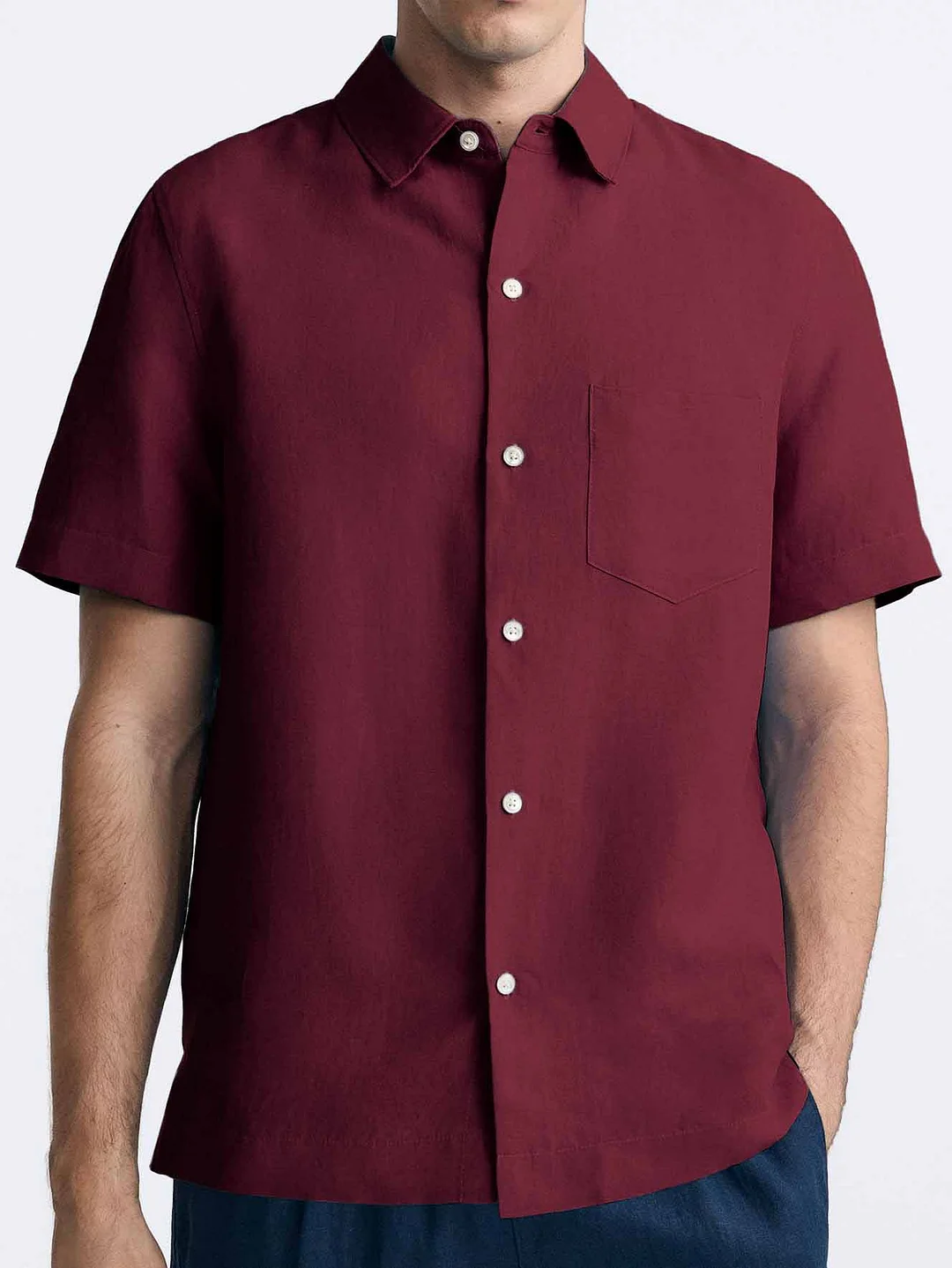 Men's Casual Fashion Comfortable Lapel Short Sleeve Pocket Shirt