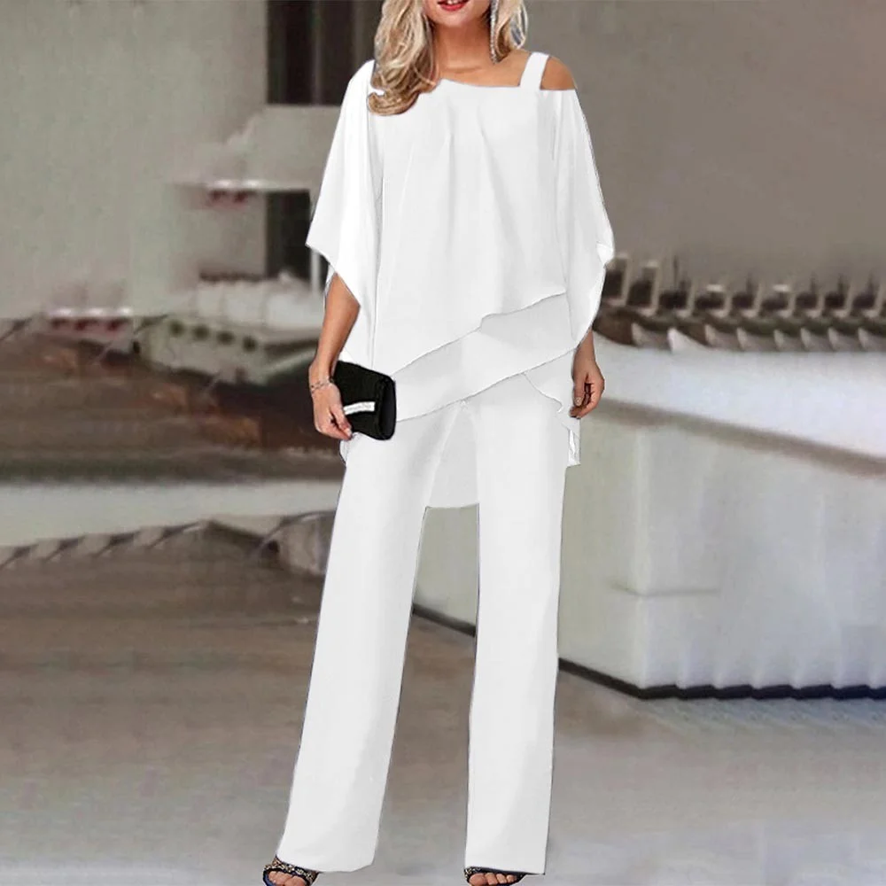 Uveng Uveng Sleeve Top Trousers Women Casual Irregular Party Set Elegant Two Sets 2025 Spring And Summer