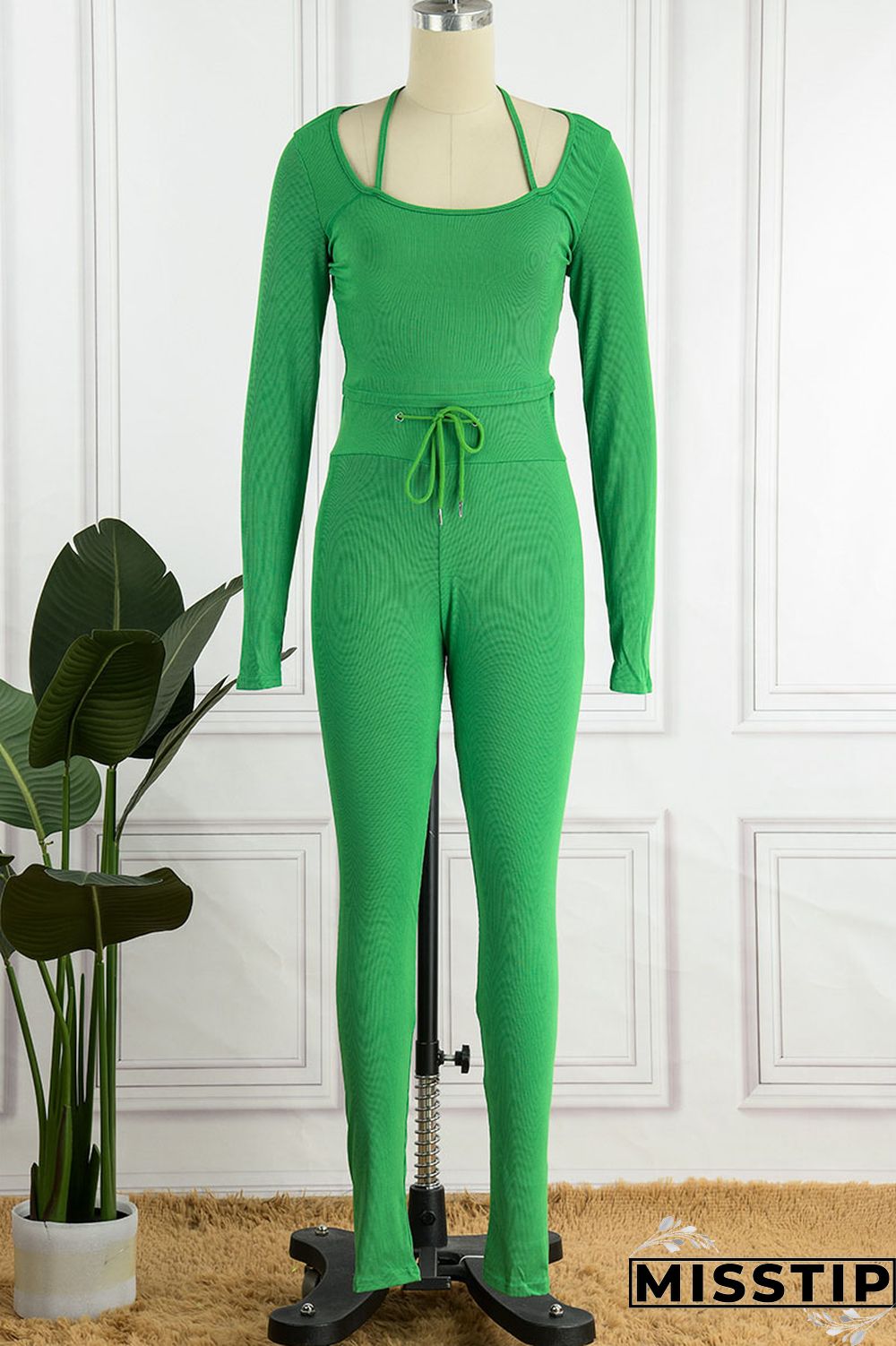 Green Casual Street Solid Patchwork Square Collar Long Sleeve Two Pieces