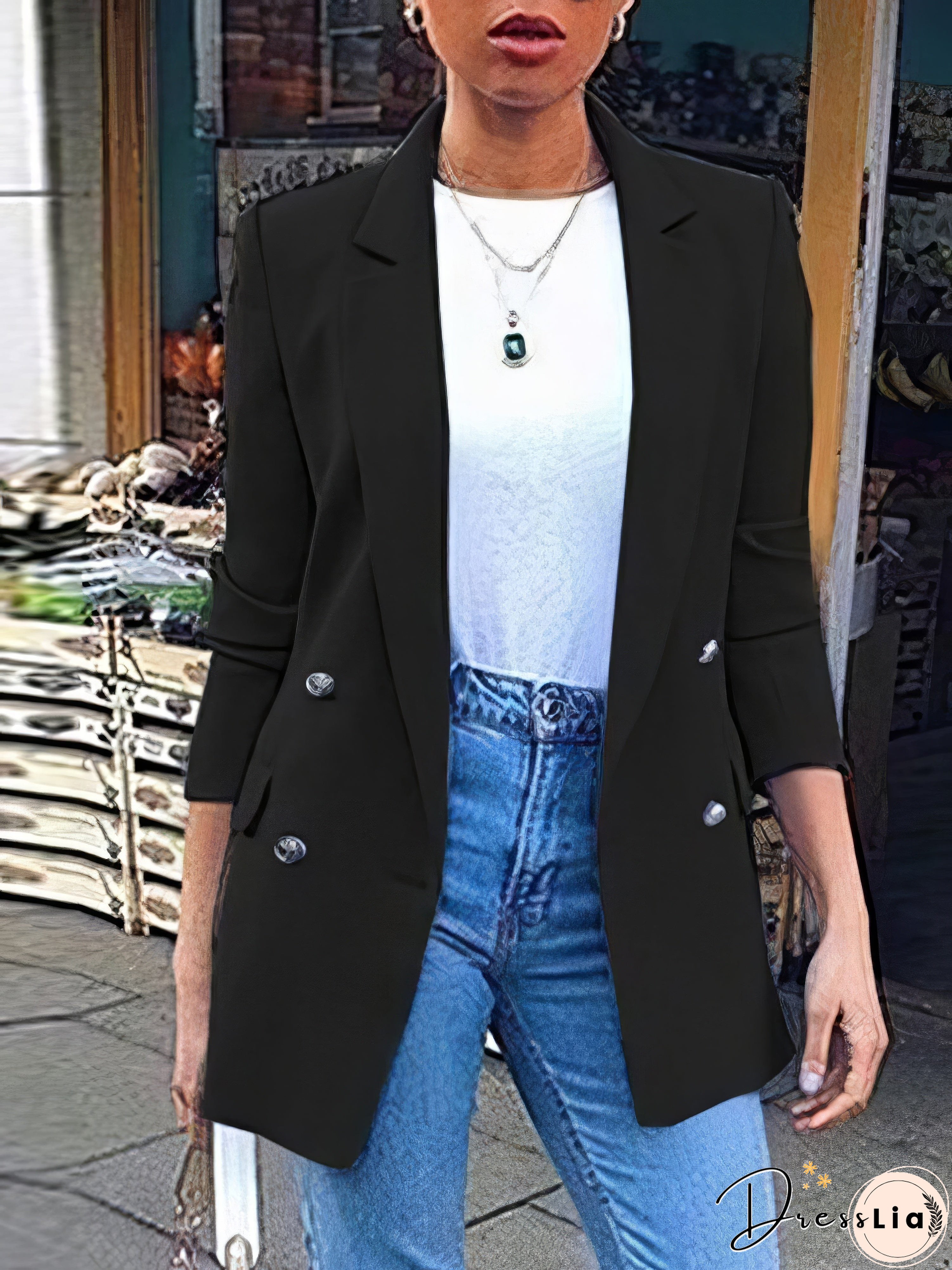 Relaxed-Fit Solid Blazer