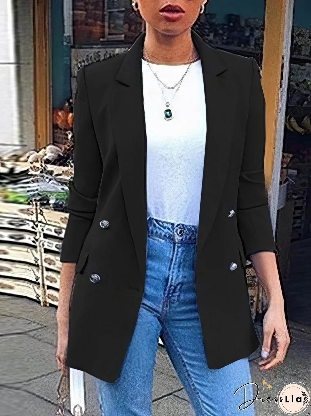 Relaxed-Fit Solid Blazer