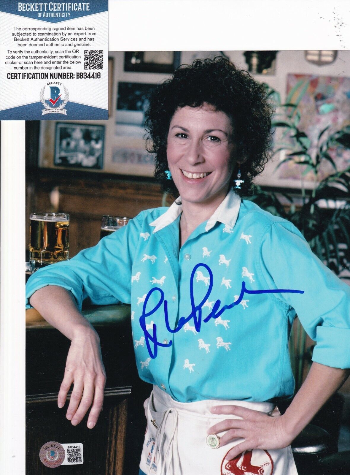 RHEA PERLMAN signed (CHEERS) Carla Tortelli 8X10 Photo Poster painting BECKETT BAS BB34416