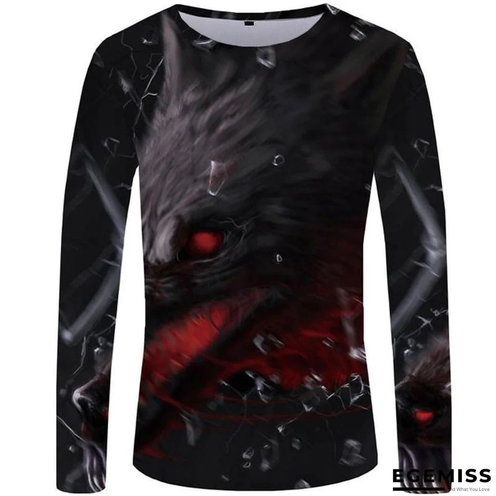 Wolf T shirt Men Long sleeve shirt Love Streetwear Snow Graphic Mountain Clothes Jungle 3d T-shirt | EGEMISS