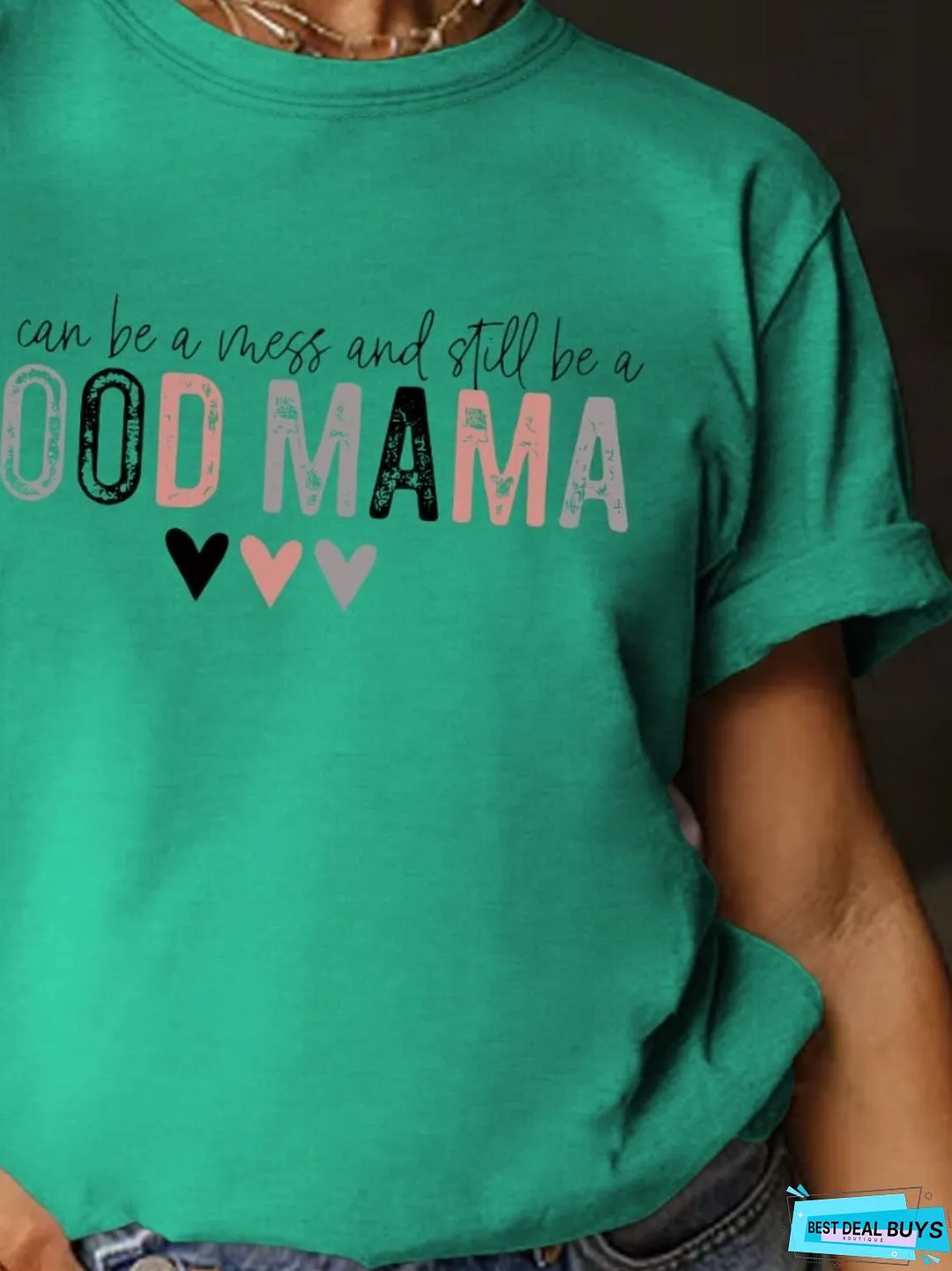Full Size Letter Graphic Round Neck Short Sleeve T-Shirt
