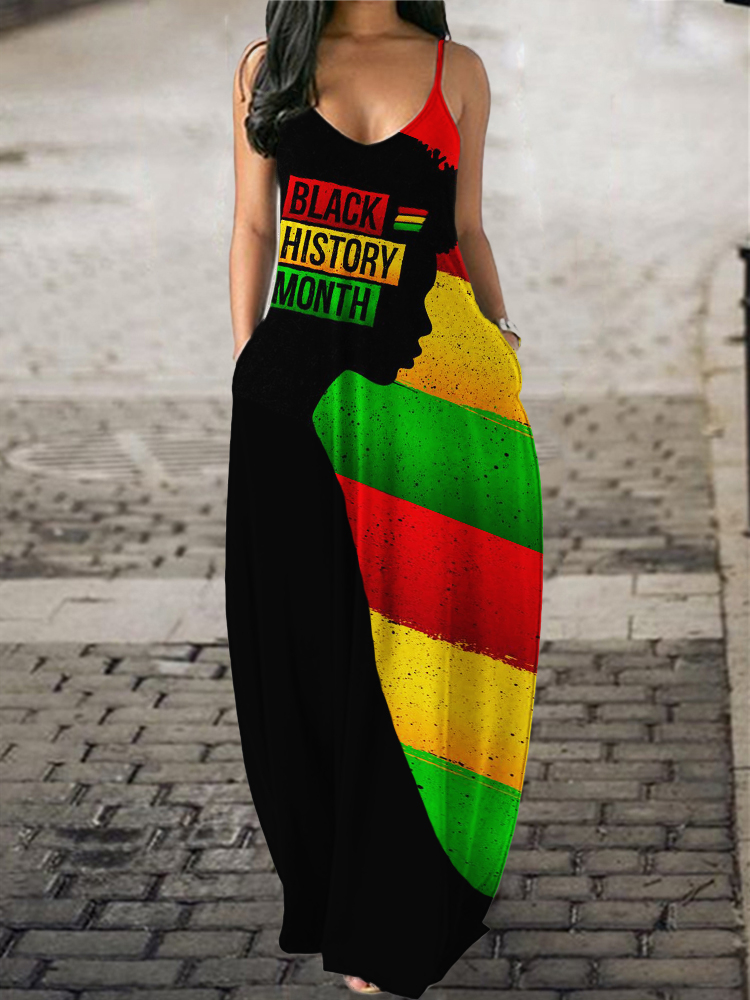 Black History Month Rasta Striped Maxi Dress wearshes