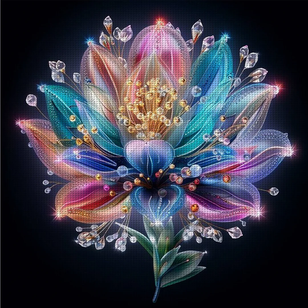 Lotus Full 18CT DIY Counted Cross Stitch Arts Kits for Adults Home Decor 30x30cm