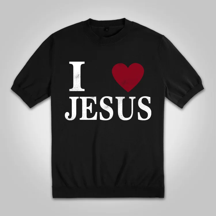 Vintage I Love Jesus Cotton Knitted T-shirt
