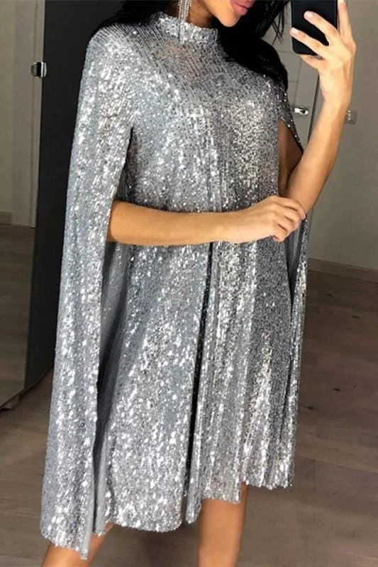 Fashion Sexy Round Neck Sequin Dress