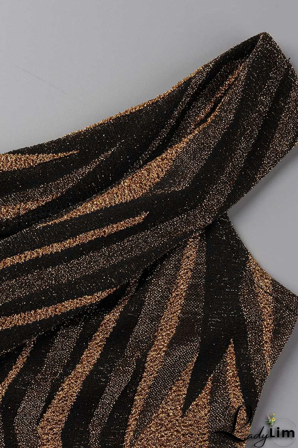 Gold Sexy Patchwork Off the Shoulder Off The Shoulder Dresses