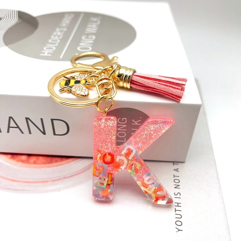 Retro Classic Style Letter Bee Resin Women’s Bag Pendant Keychain