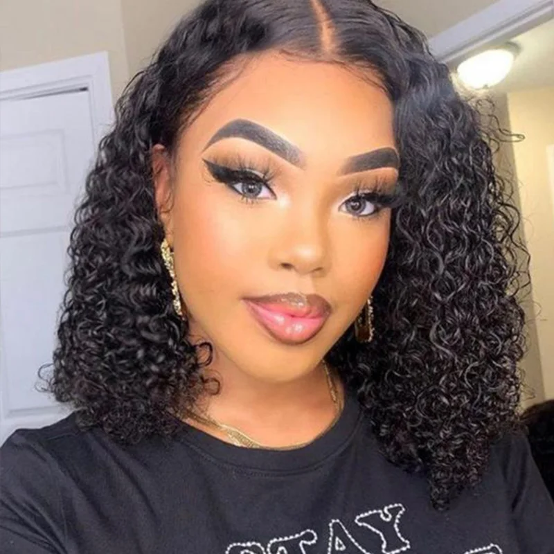 Jewtribute Hair®|Short Curly Bob Brazilian Deep Water Wavy Wig