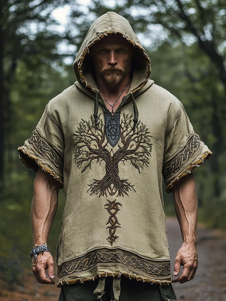 Men's Viking Tree Of Life Celtic Art Hooded T-shirt / Rvogue / Rvogue