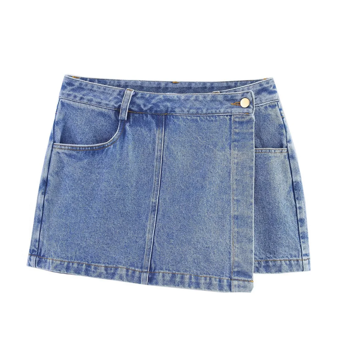 Nigikala Nigikala For Women's Clothing INS Burst Short-Edover Collar Denim Shirt + Skirts