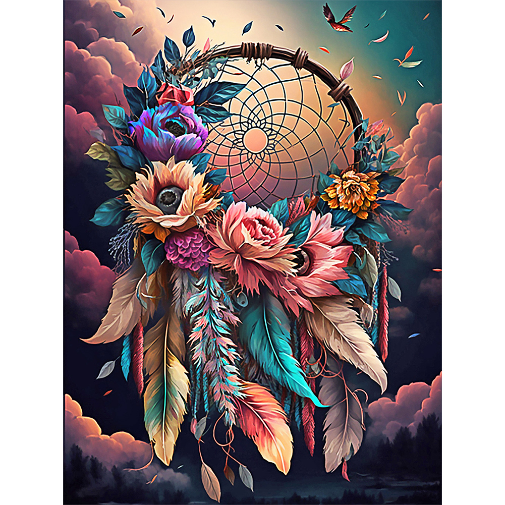 Dream Catcher With Flowers 30*40cm(canvas) full round drill diamond painting