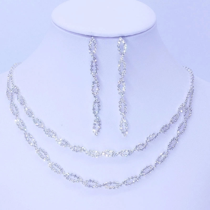 Rhinestone Geometric Heart Rhinestones Bridal Jewelry Sets