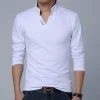 Men's V-neck Long Sleeve Printed Polo Shirt with Collar