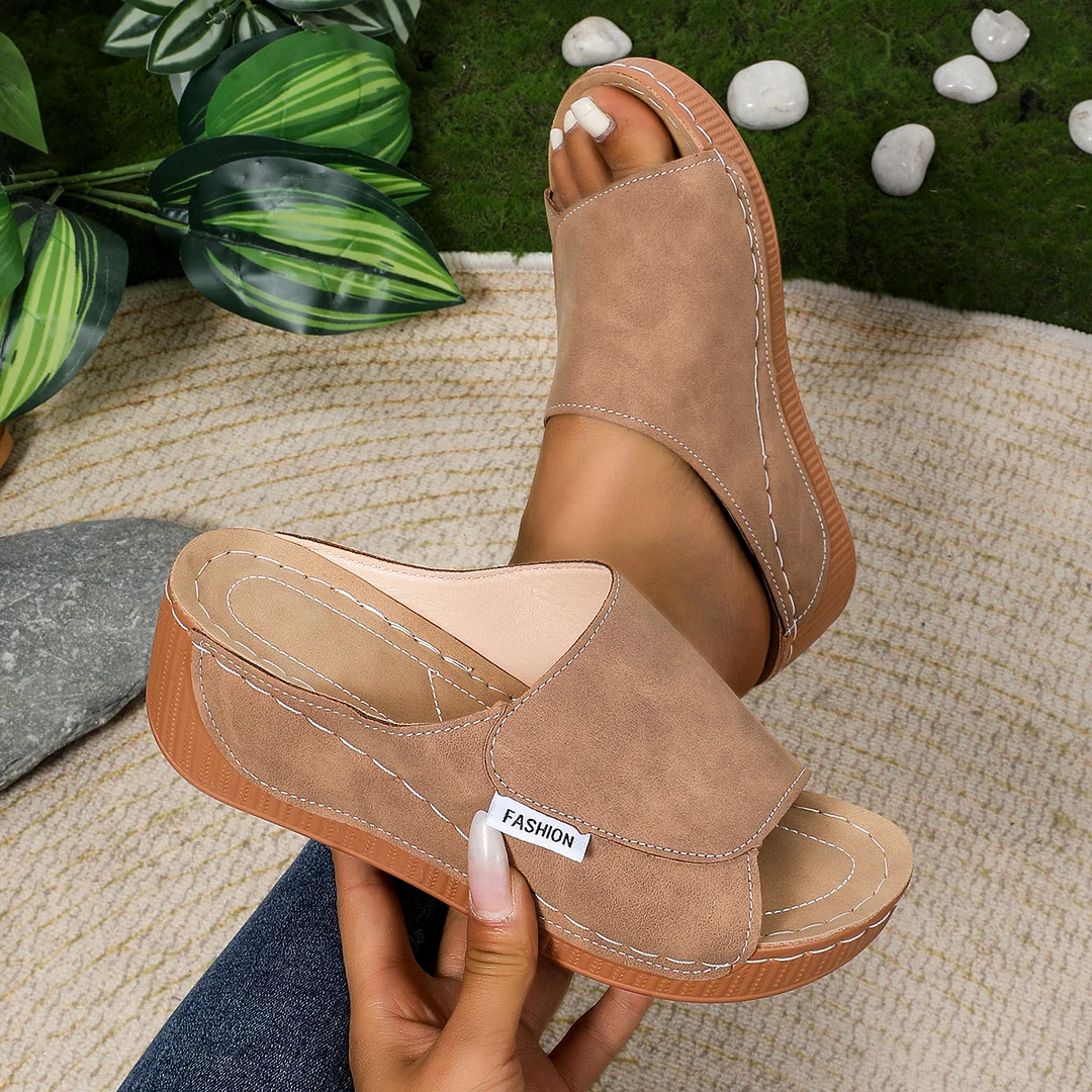 Breakj Breakj Thick-Bottomed Slippers Women's 2025 New Summer Simple Fashion Fish Mouth Slope And Slippers Women's Shoes