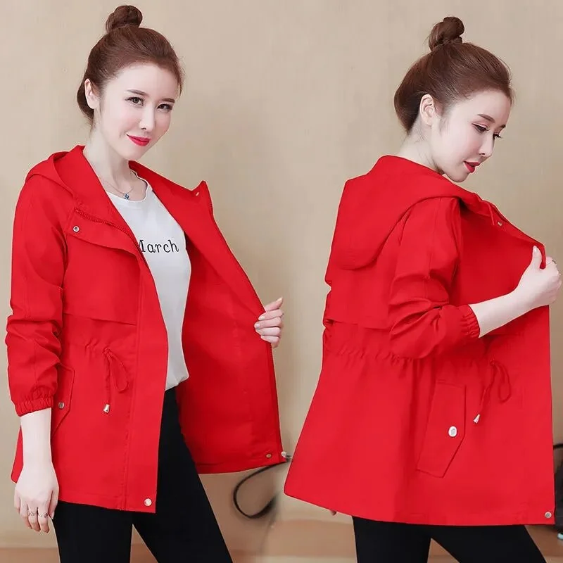 2023 New Autumn Women Jacket Hooded Windbreaker Long Sleeve Casual Coats Female Loose Outwear Bomber Jackets