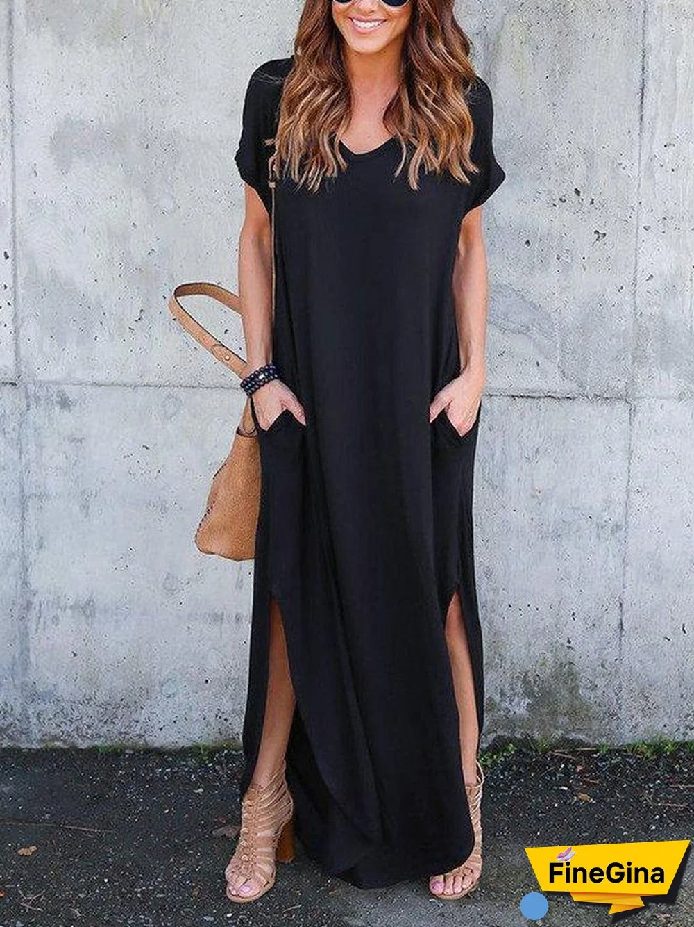 Cozy Oversize Slit Hem Maxi Dresses