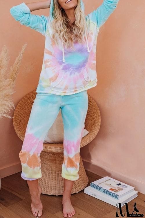 MidiSono - Tie Dye Flower Casual Hoodie