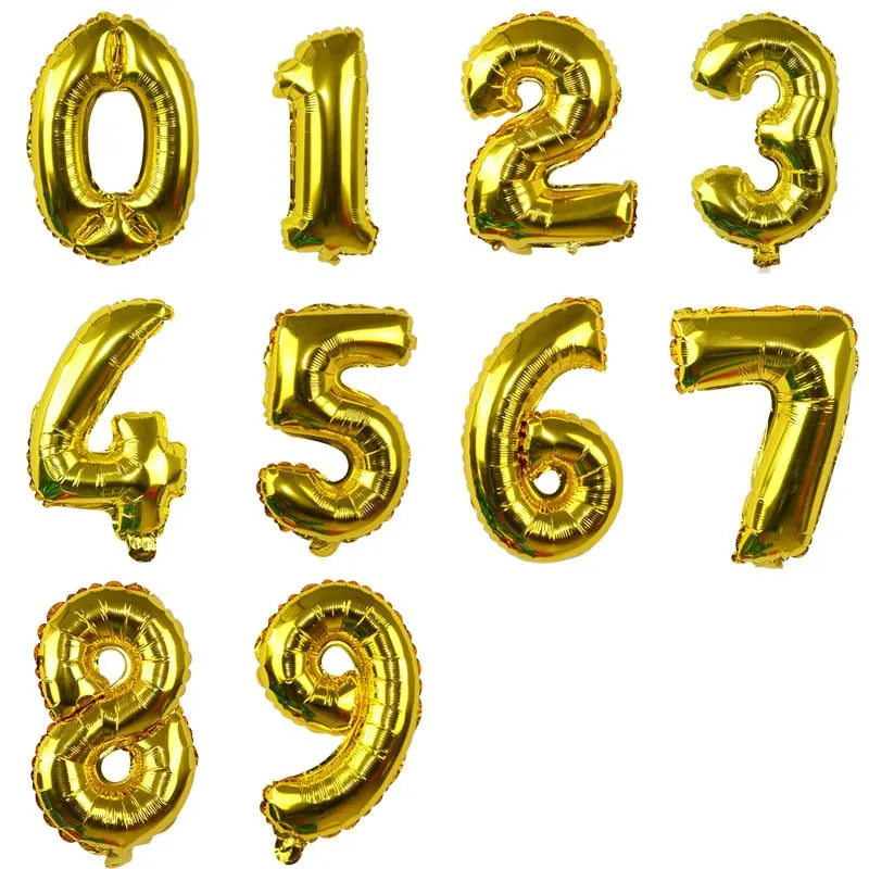 32inch Rose Gold Silver Aluminium Foil Number Balloons Digit Helium Balloons Birthday Party Supplies Anniversary Decoration