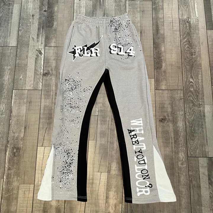 Sopula Y2K Fashion Vintage Graphic Gray Flared Sweatpants