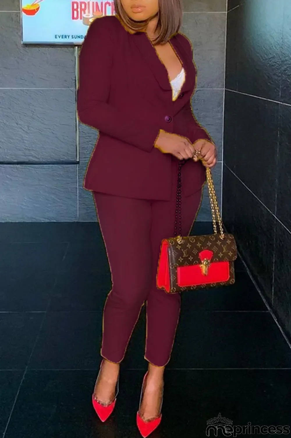 Yellow Fashion Casual Solid Cardigan Pants Turn-back Collar Long Sleeve Two Pieces