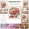 Lily Rose Vase Full 18CT 2 Strands DIY Stamped Cross Stitch Kits for Beginners Adults Home Wall Decor Cross Stitch Art and Crafts Kits 25x25cm