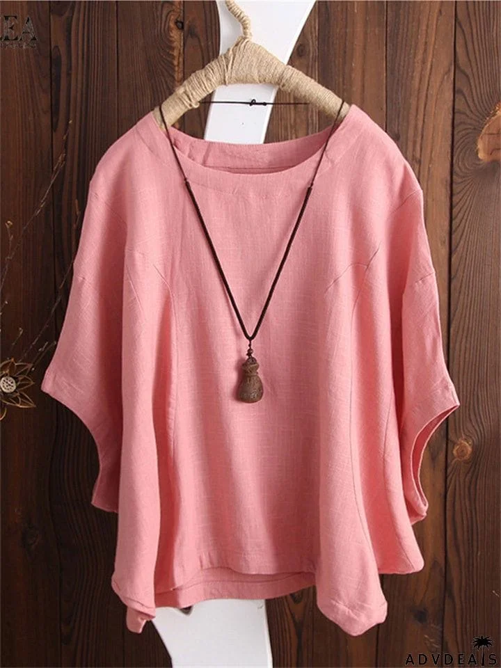 Irregular Fashion Solid Short Sleeved Vintage Blouse
