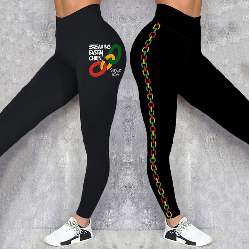 Comstylish Women's Juneteenth Freedom Day Print Leggings
