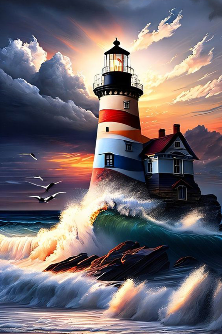 Lighthouse Diamond Painting Kits for Adults Beginners 5D Round Full Drill Diamond  Art for Home Wall Decor 12x16 inch 