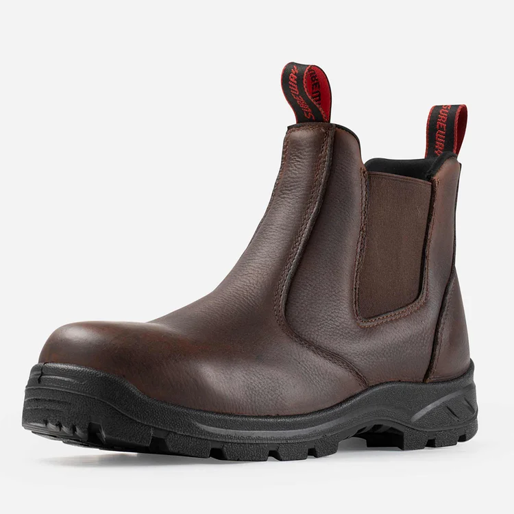Sureway Mens Composite Toe Slip On Brown Work Boots 