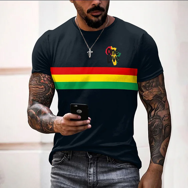 BrosWear Juneteenth Stripes One Love Short Sleeve T Shirt