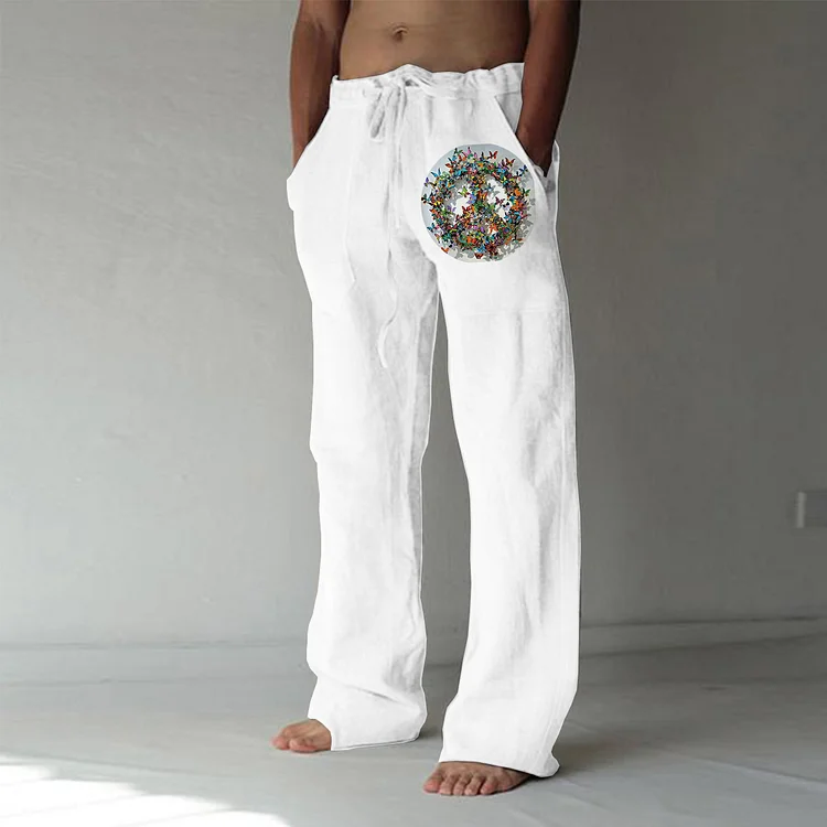 Men's Butterfly Print Casual Trousers