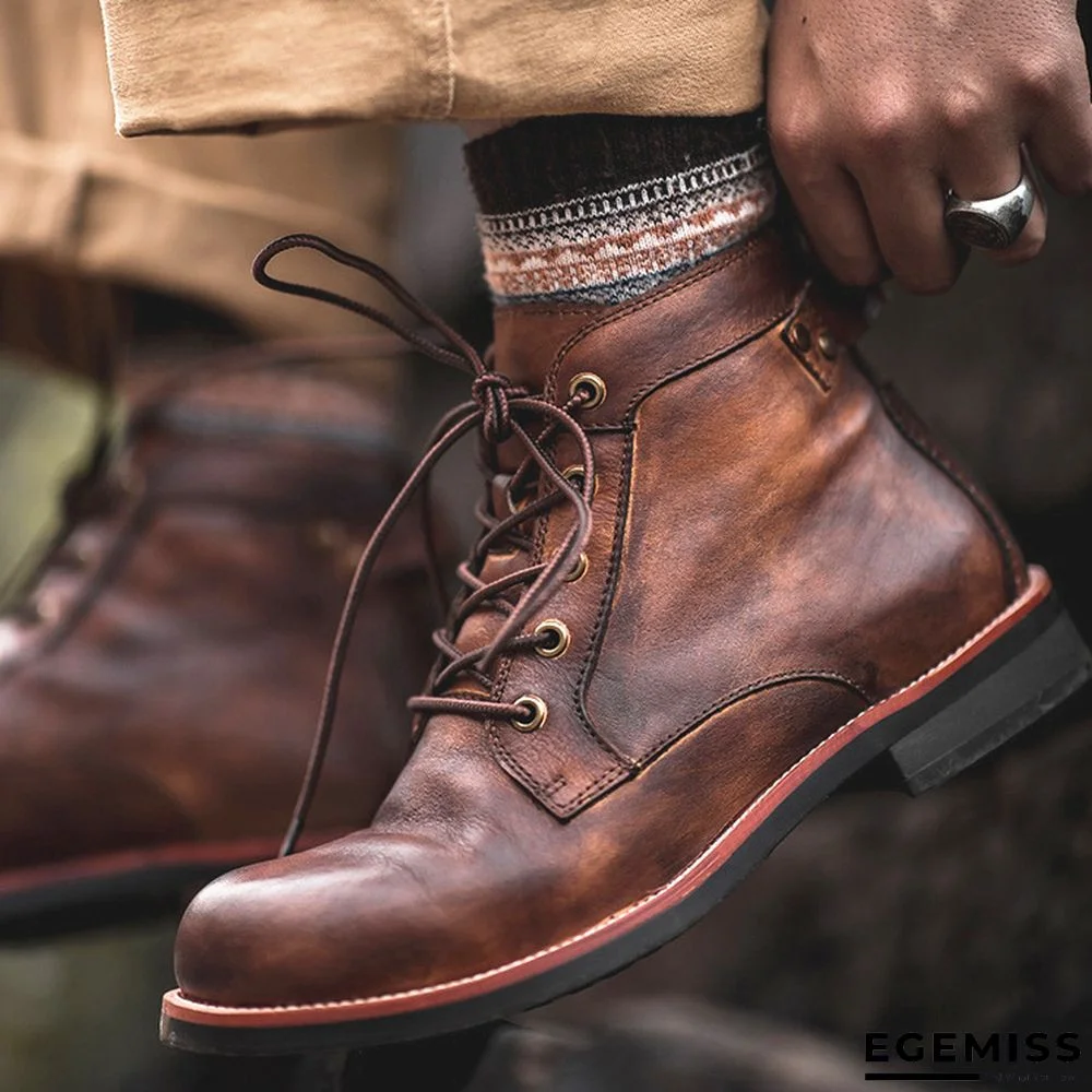 Men's Suede Leather Round Toe Martin Boots | EGEMISS