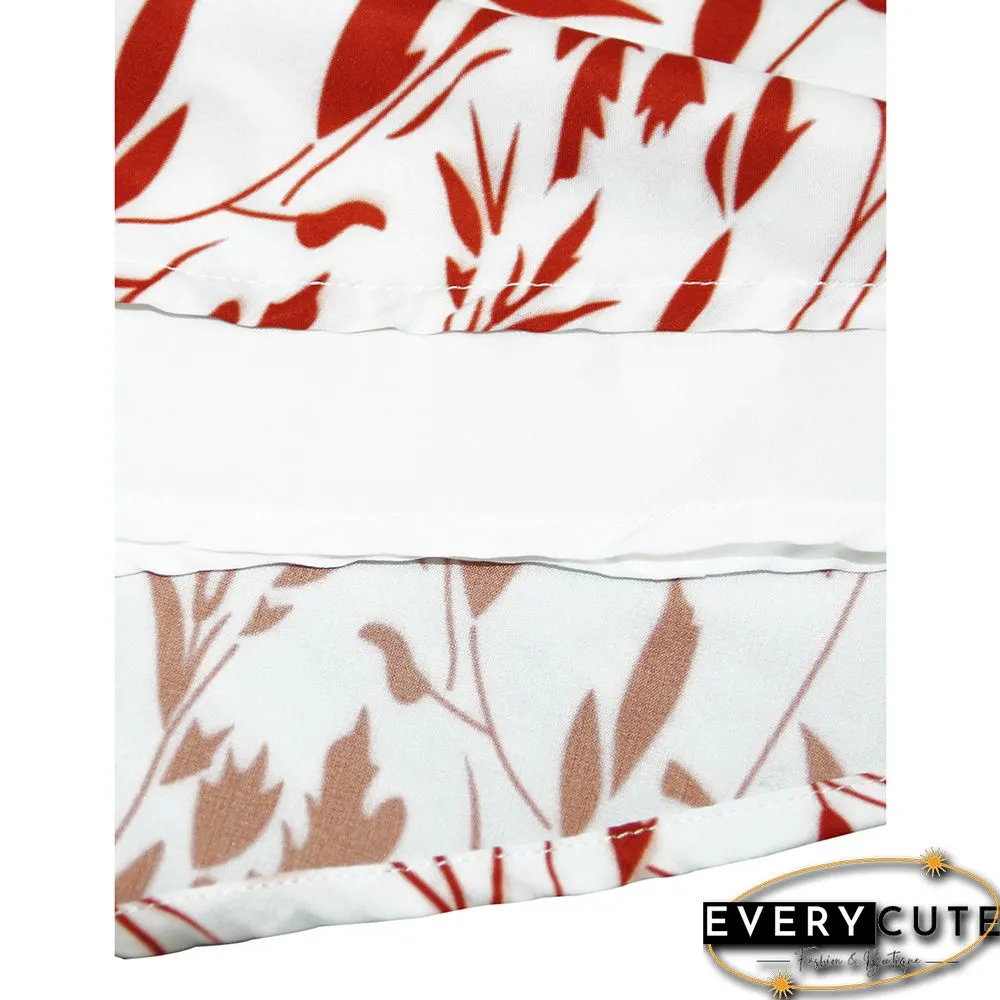 Red Spaghetti Strap Floral Print Ruffle Romper