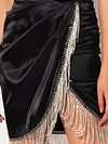 Spaghetti-Neck Top High-Waisted Split-Side Tasseled Skirt Two-Piece Suit