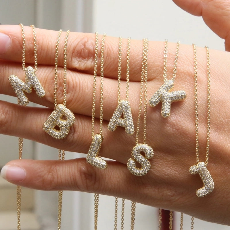 Minimalist Classic Style Letter Copper Plating Pendant Necklace