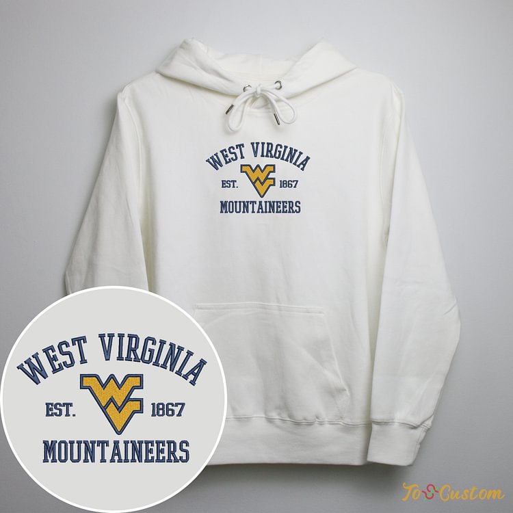 TOSCUSTOM™ Embroidered West Virginia Mountaineers NCAA Sweatshirts Football Team Hoodies