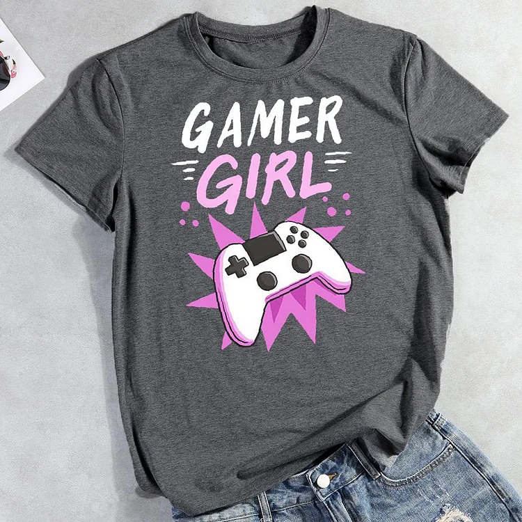 Gamer Girl Round Neck T-shirt