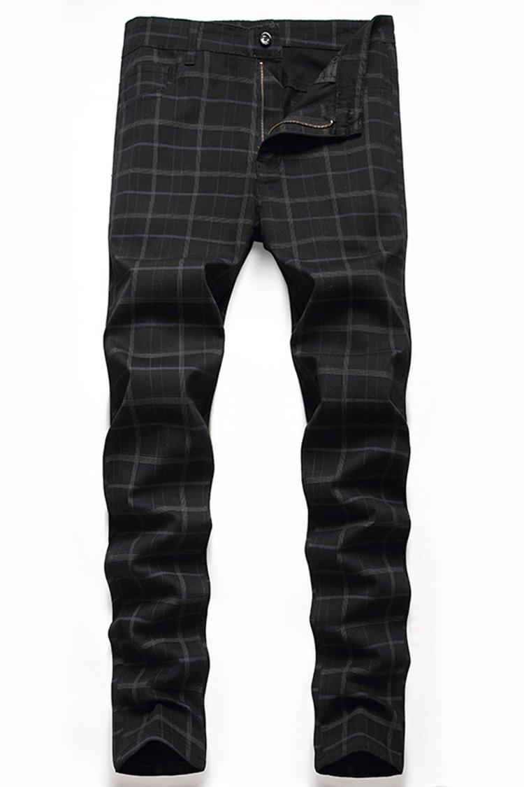Tiboyz Men's Stretch Slim Plaid Suit Pants