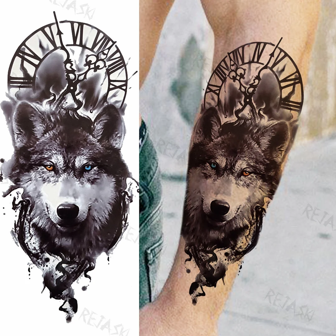 Sdrawing Big Lion Crown Temporary Tattoos For Men Women Tiger Flower Cross Skull Realistic Fake Tattoo Body Art Tatoo Sticker