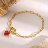 New Red Heart Pearl 18K Golden Bracelet
