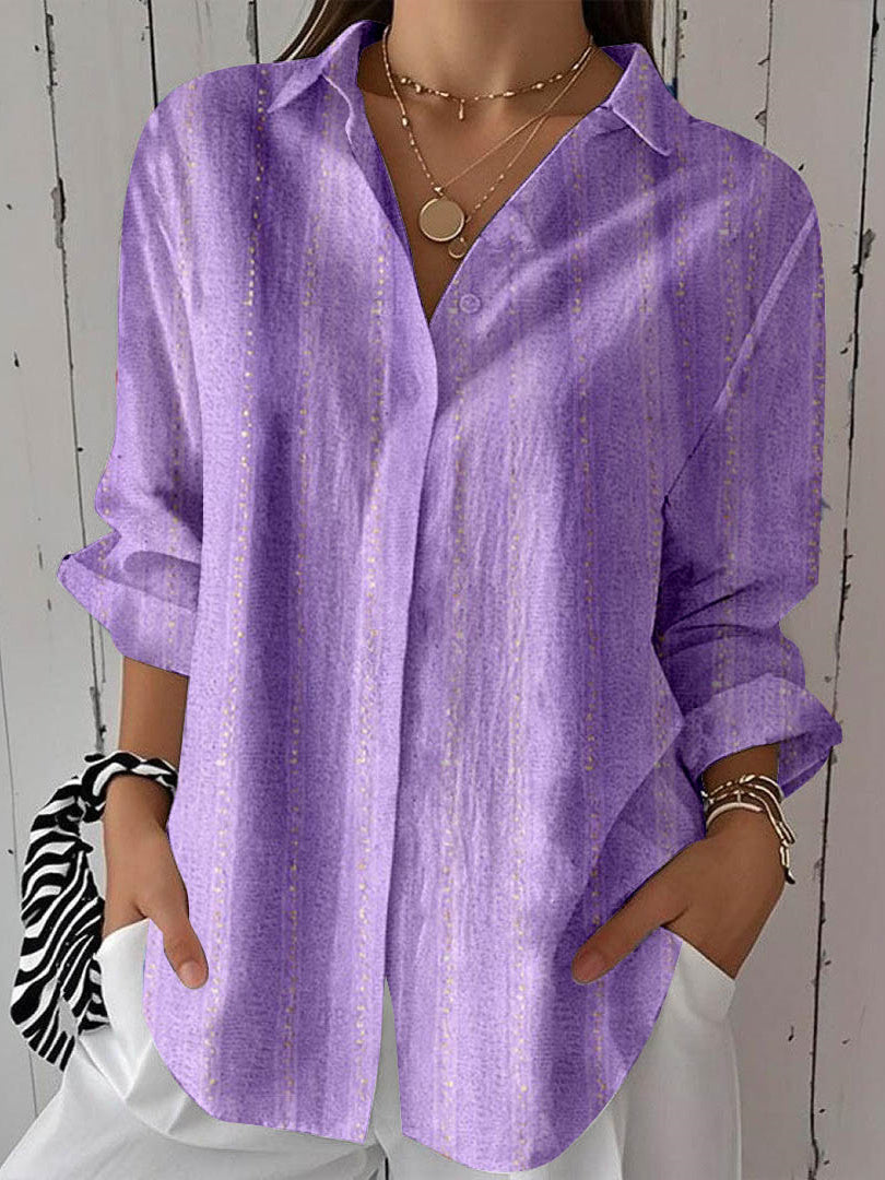 Women Long Sleeve V-neck Graphic Floral Printed Top