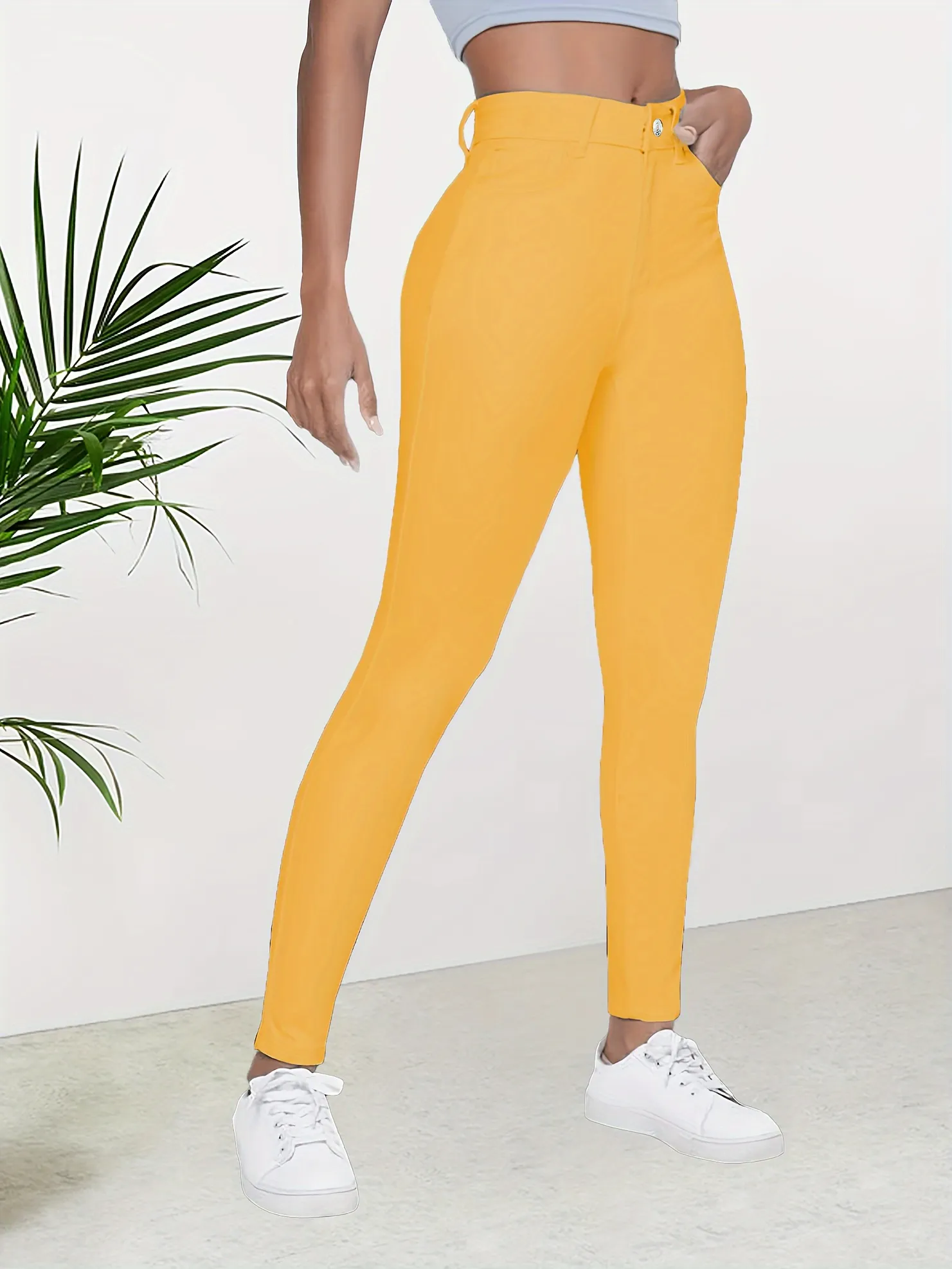 Yellow Stretchy Fashionable Skinny Pant | IFYHOME