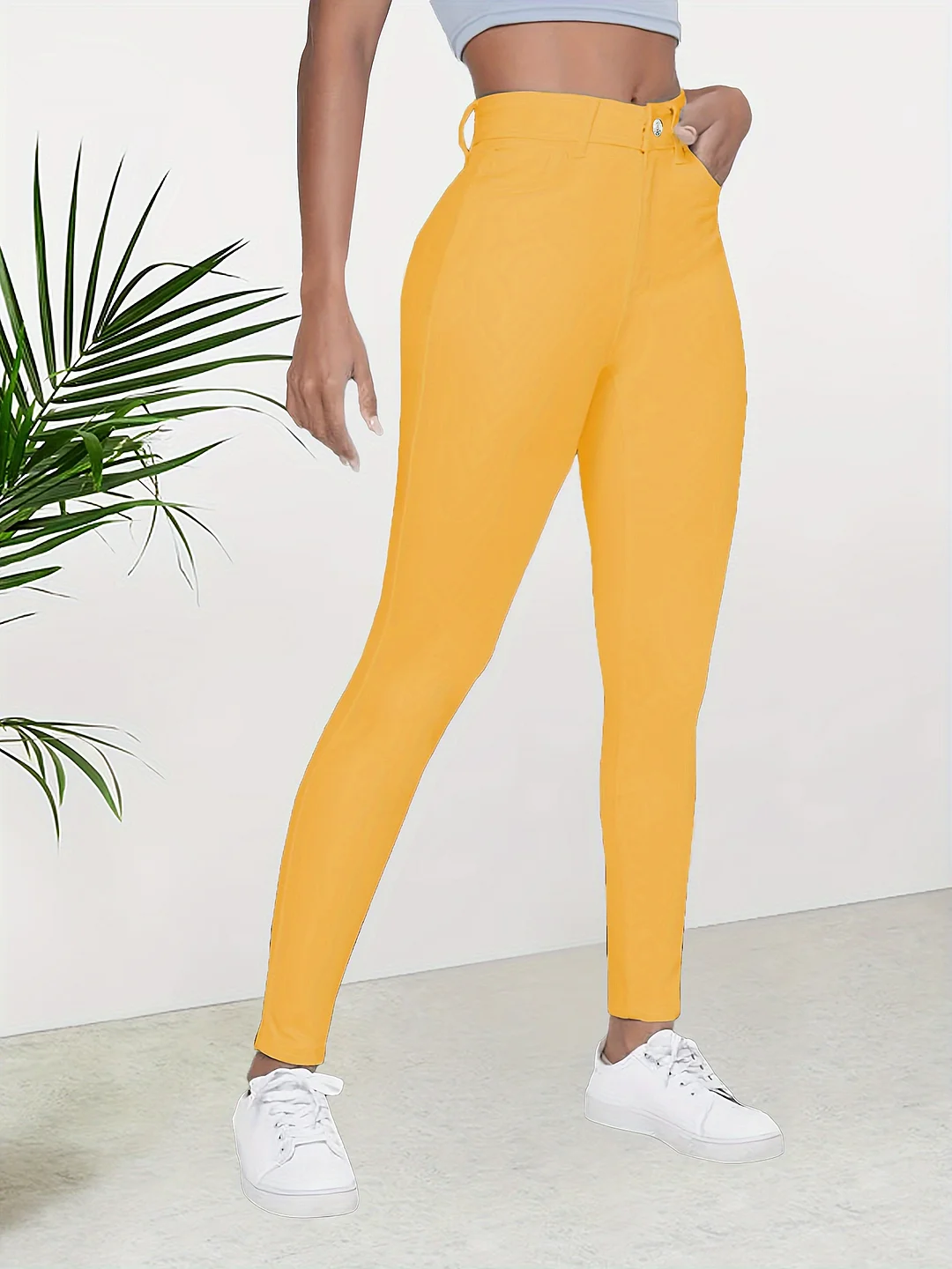 Yellow Stretchy Fashionable Skinny Pant | IFYHOME