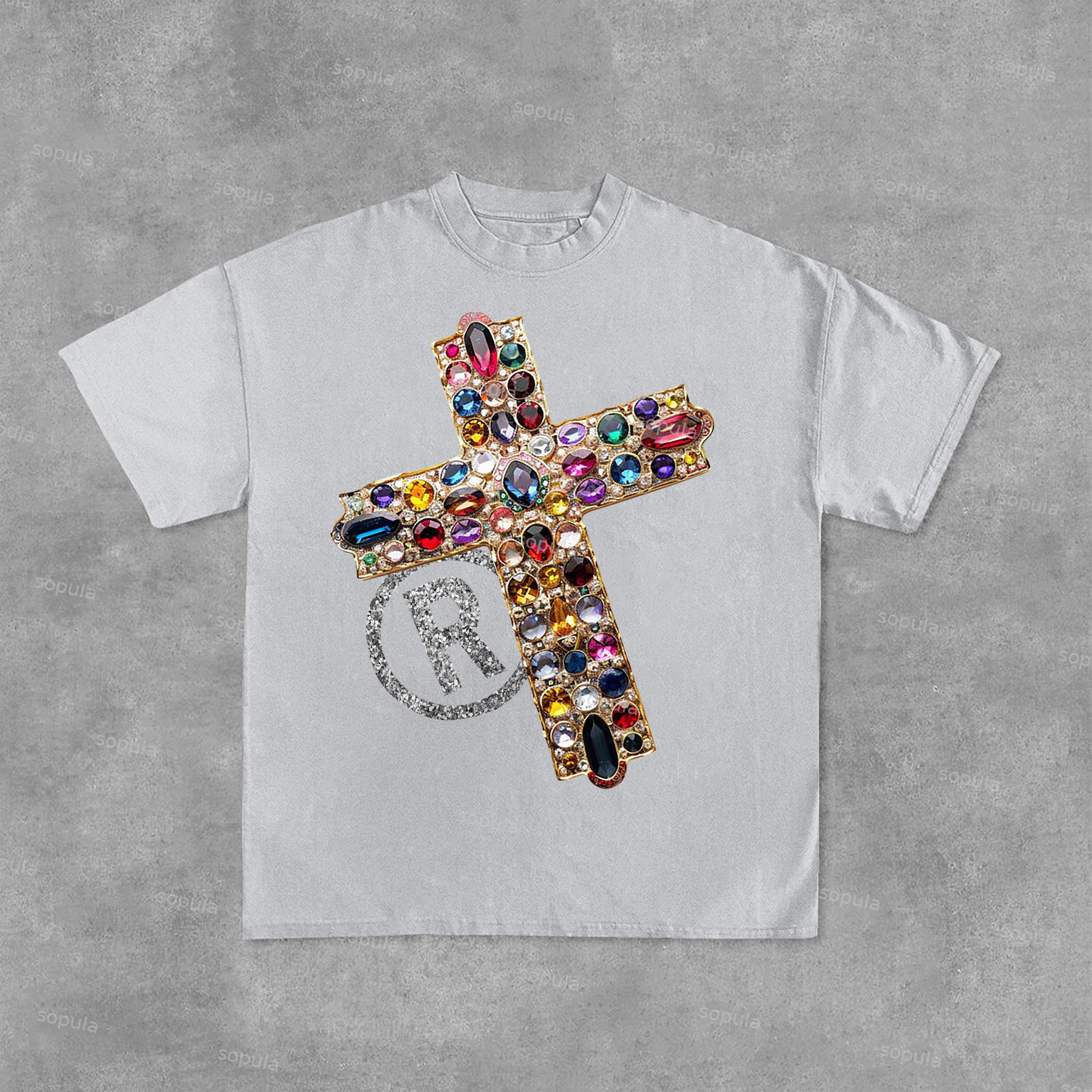 Vintage Diamond Cross Graphic Print Casual Cotton T-Shirt - SOPULA