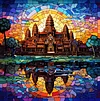 (Multi-Style)Landmark Building-11CT Stamped Cross Stitch 50*50cm(glass painting cross stitch)